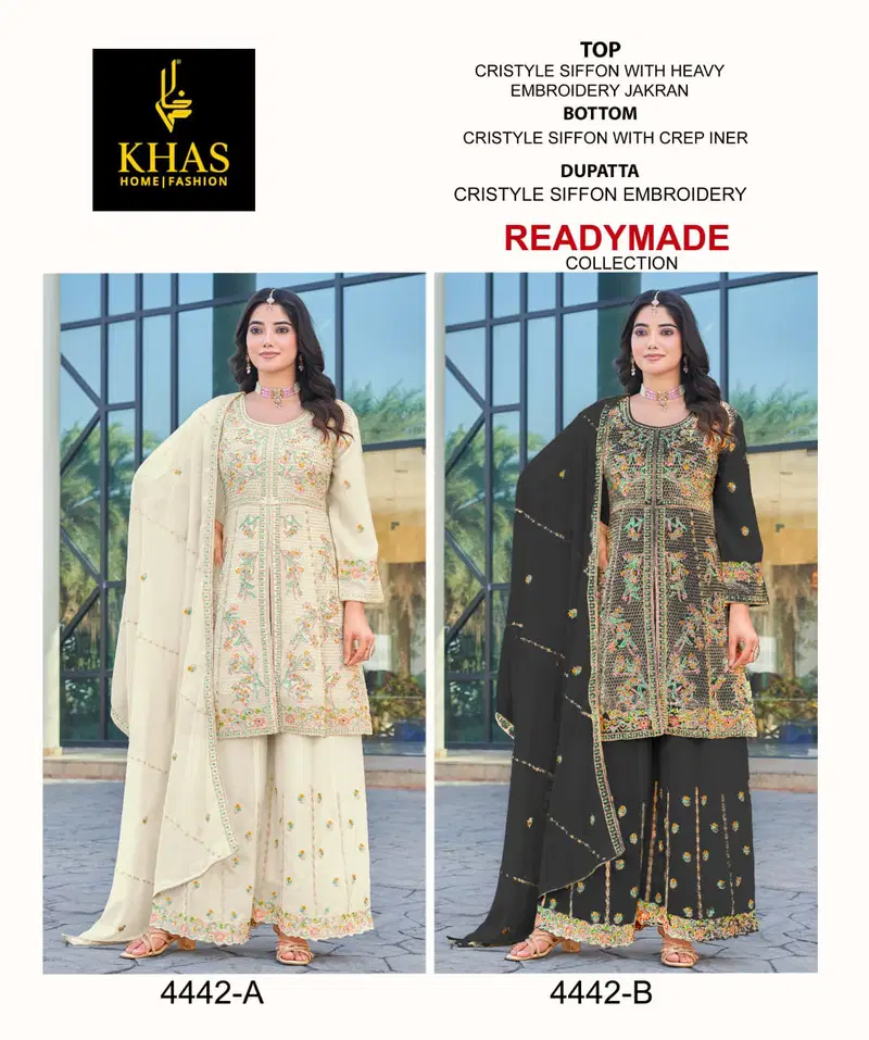 4442 Khas Chinon Silk Pakistani Readymade Suits Wholesale Shop In Surat
